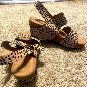 Pierre Dumas wedge cheetah sandals